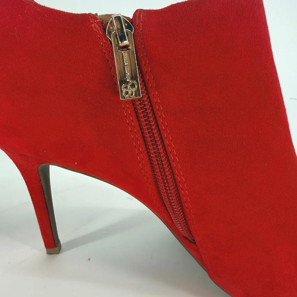Jessica Simpson‎ Averna3 Red Pointed Toe Stiletto Ankle Booties Womens 9M 4”